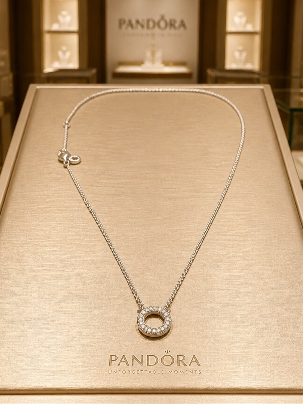 Pandora Necklace Circle of Sparkle Necklace Round Eternity
